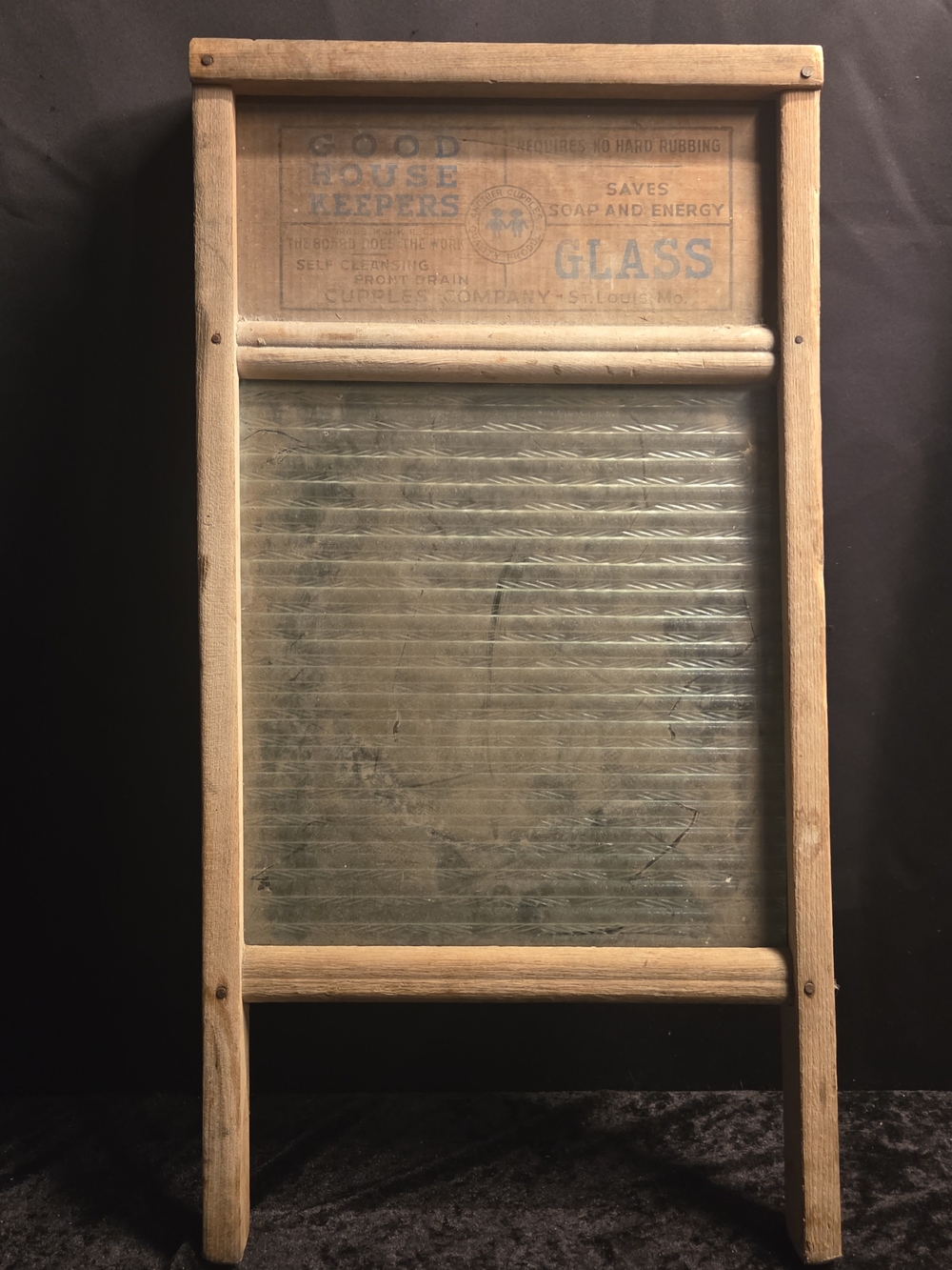 Vtg Cupples GOOD HOUSE KEEPERS Washboard WOOD & Glass St Louis